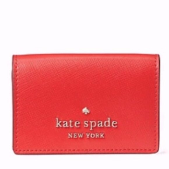 NWT - Kate Spade Staci Vibrant Red Micro Tri Fold Snap Wallet - Picture 1 of 17